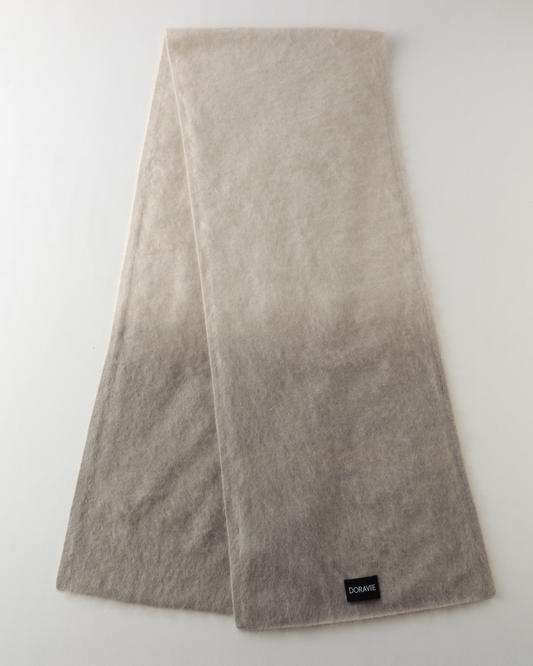 Plant Dye Japanese brushing Cashmere Scarf - Grey