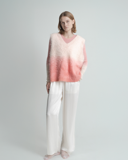 Plant Dye Japanese brushing Cashmere Vest - Pink