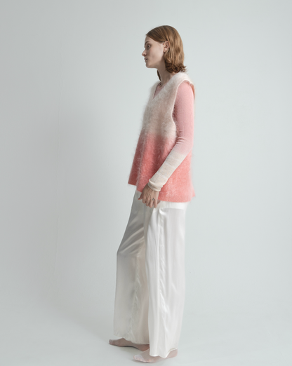 Plant Dye Japanese brushing Cashmere Vest - Pink