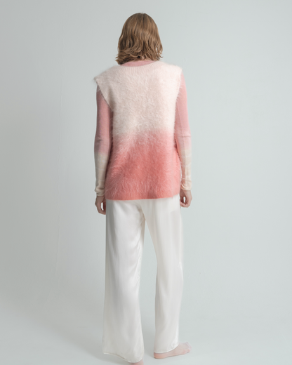 Plant Dye Japanese brushing Cashmere Vest - Pink