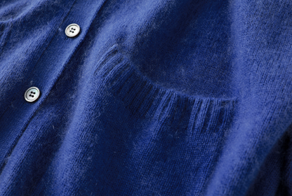 Plant Dye Japanese brushing Cashmere Cardigan - Indigo