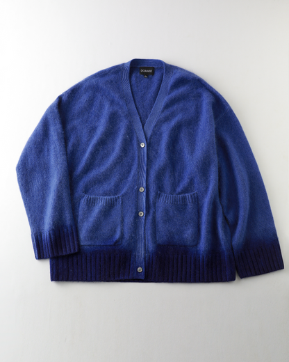 Plant Dye Japanese brushing Cashmere Cardigan - Indigo