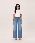 Cinch Waist Wide Leg Baggy Jean Blue