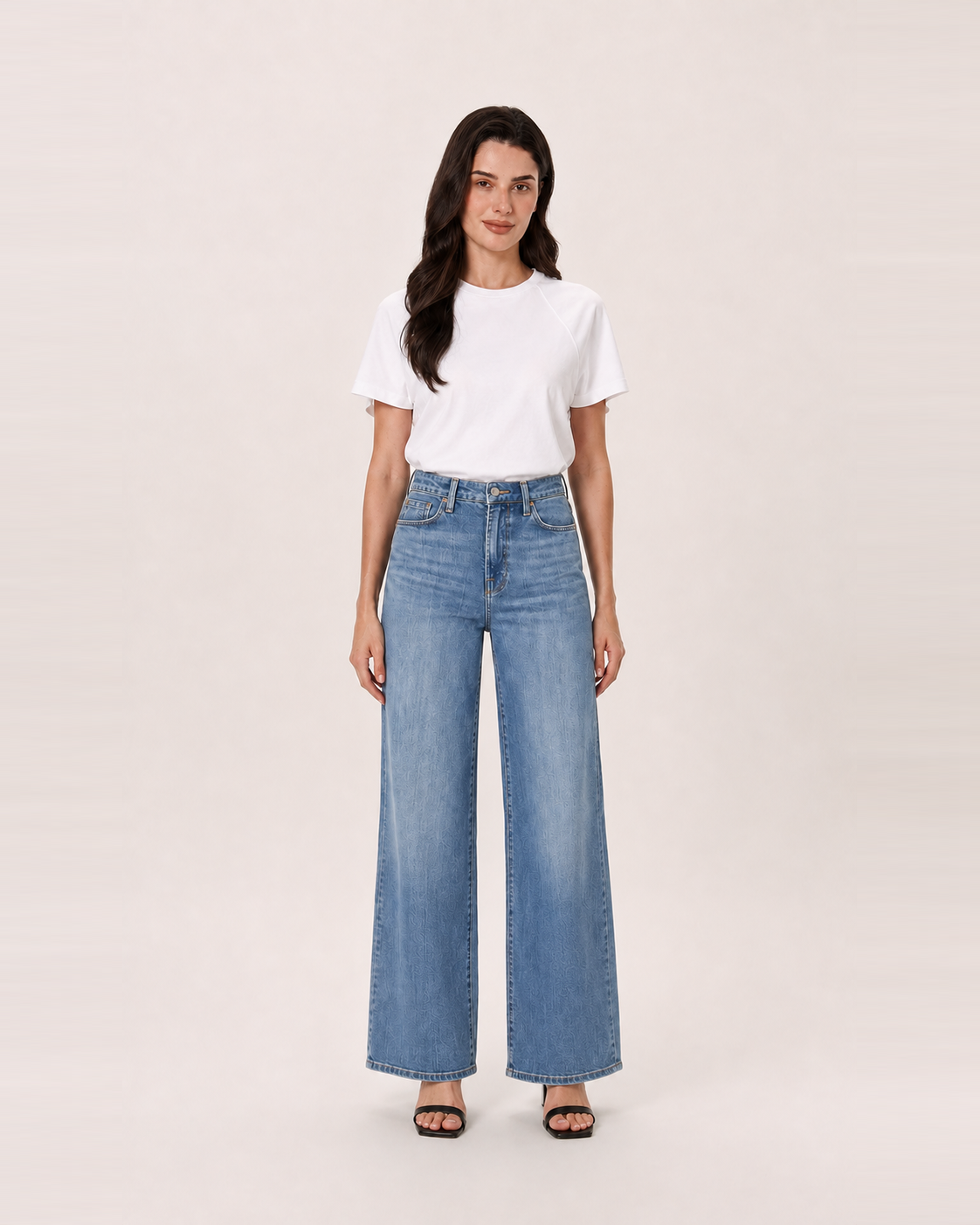 Cinch Waist Wide Leg Baggy Jean Blue