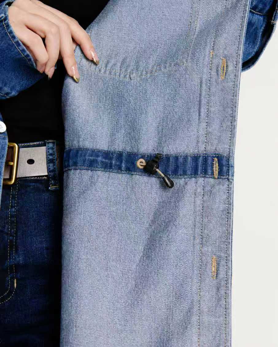 Utility Cinch-Waist Denim Shacket