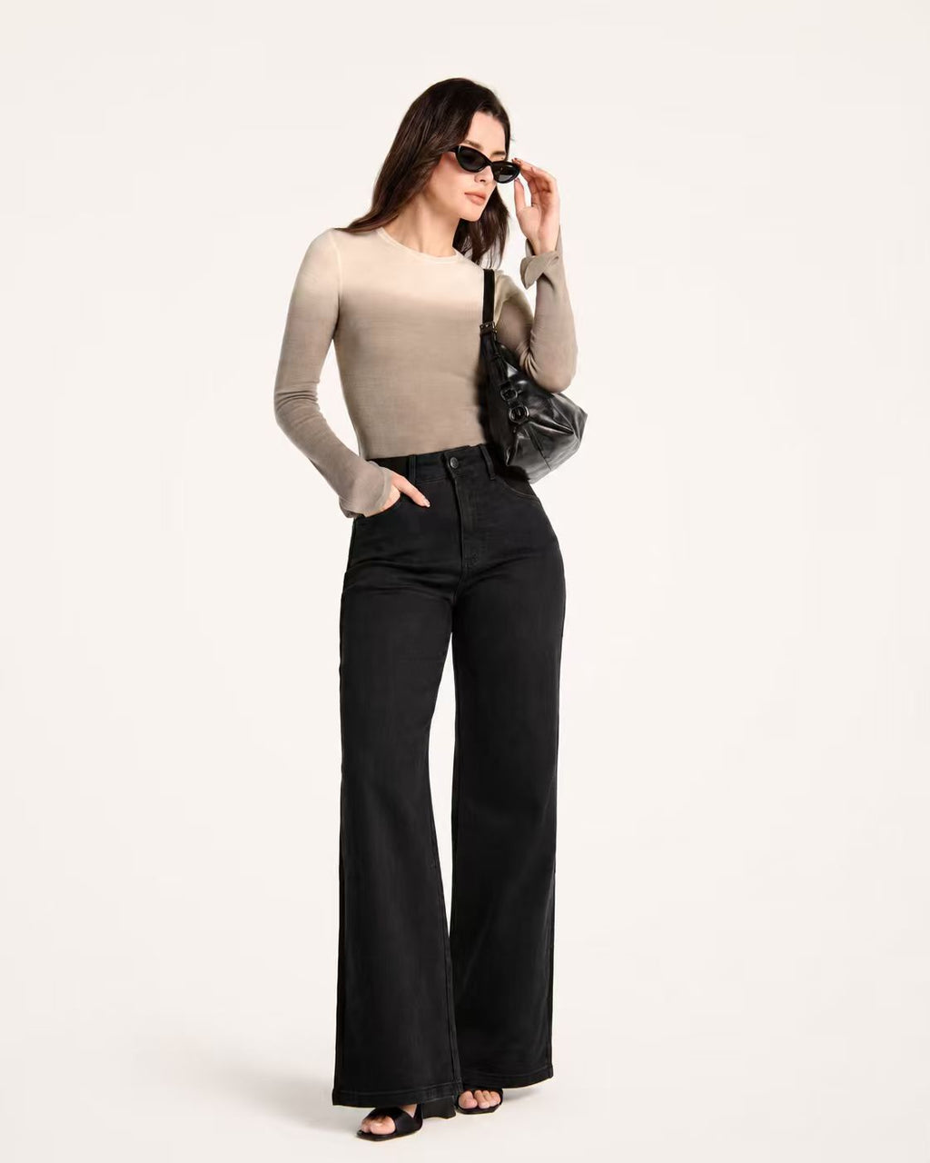 Shaping Wide Leg Jean Black
