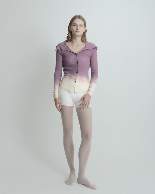 Plant Dye Ultrafine Wool Cardigan - Purple