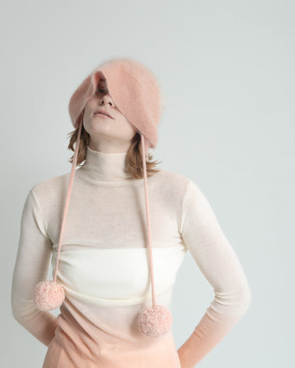 Plant Dye Japanese brushing Cashmere Hat - Pink