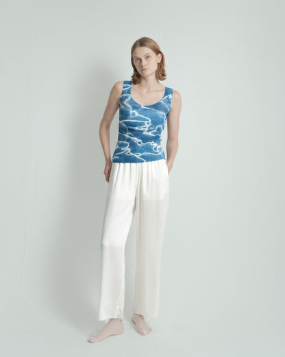 Plant Dye Ultrafine Wool Tank Top - Baby Indigo