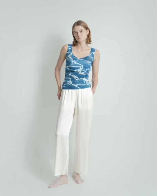 Plant Dye Ultrafine Wool Tank Top - Baby Indigo