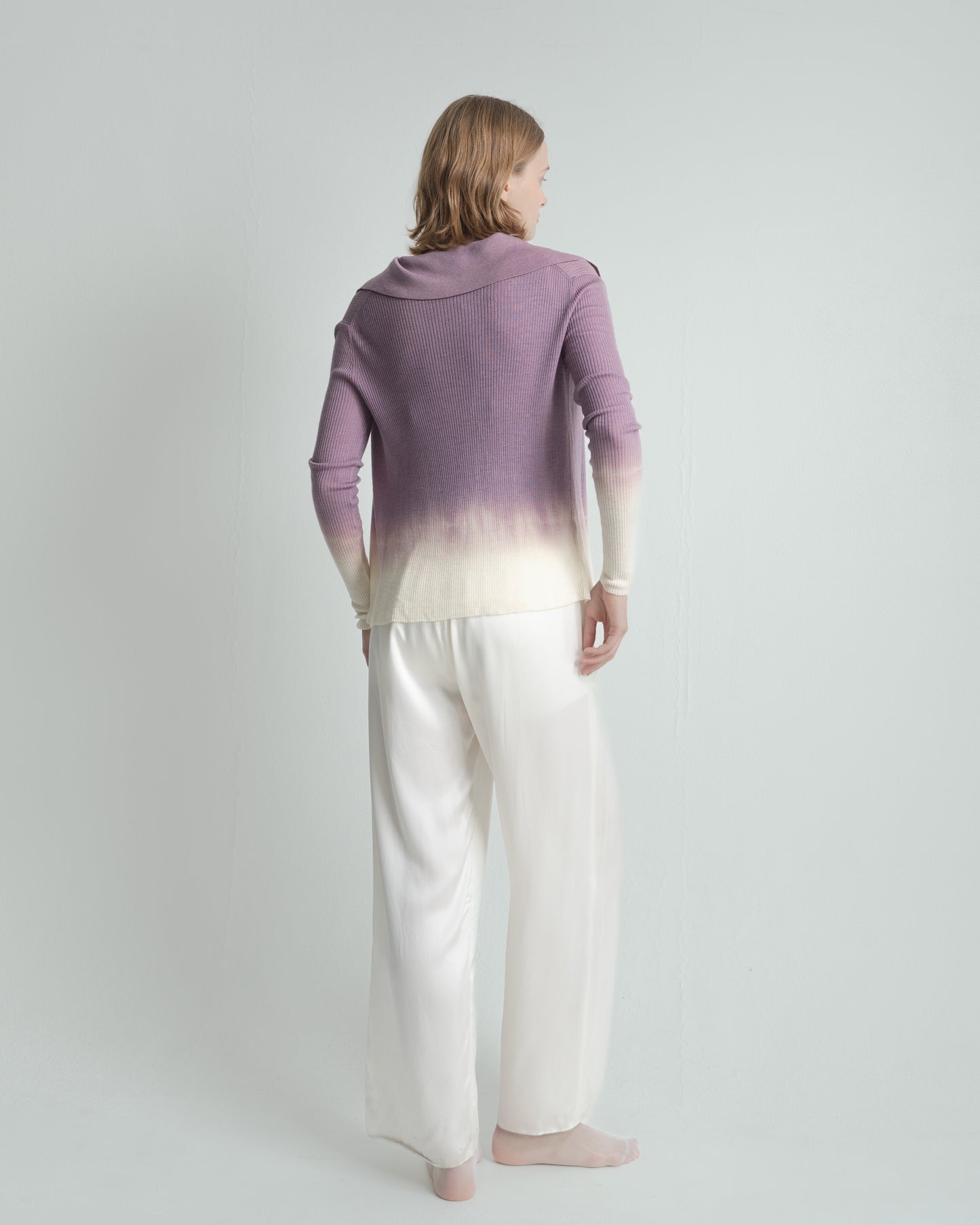 Plant Dye Ultrafine Wool Cardigan - Purple