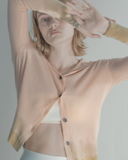 Plant Dye Ultrafine Wool Cardigan - Peach