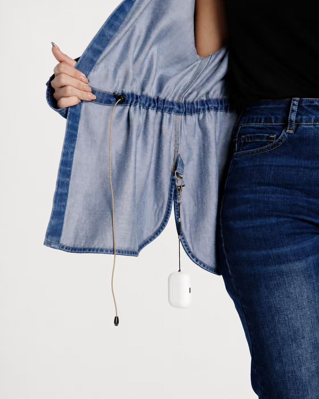 Utility Cinch-Waist Denim Shacket